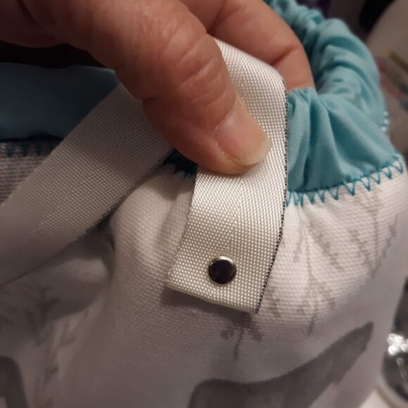 New Western Buffalo Bucket Tote Sling Bag Animal Print Oval carryall White Aqua - Picture 9 of 9